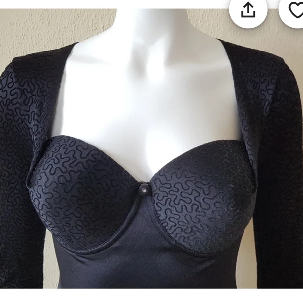 Vintage 80's LeJaby Black Long Sleeve Bodysuit Sz 36C #1